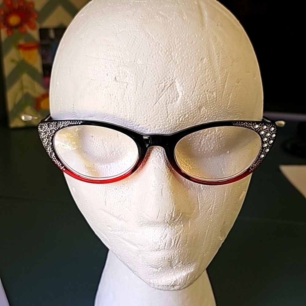 Eyeglasses 🕶 women's vintage inspired reading glasses 350. 63+1mm. Reinstones.